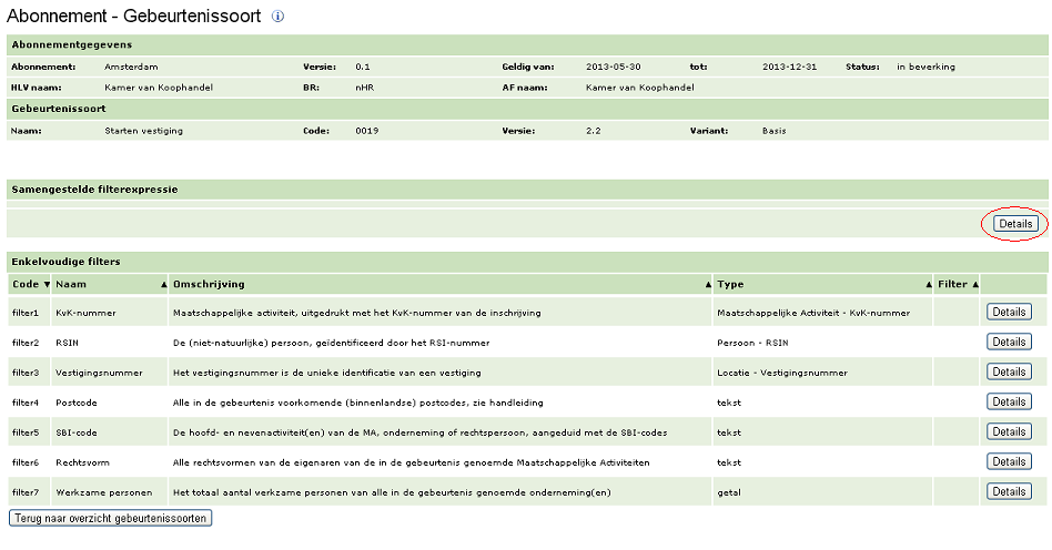 5.2.3.2 Samengesteld filter 1. Als u een samengesteld filter wilt gebruiken, klik dan op de knop 'Details' achter samengesteld filter.