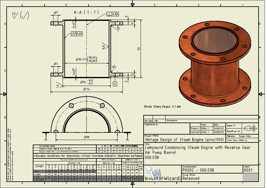 Bijzondere Aanzichten Halve Base View met Section Line Om plaats op de tekening te sparen bij symmetrische onderdelen: [Base View] plaatsen [Section View] plaatsen