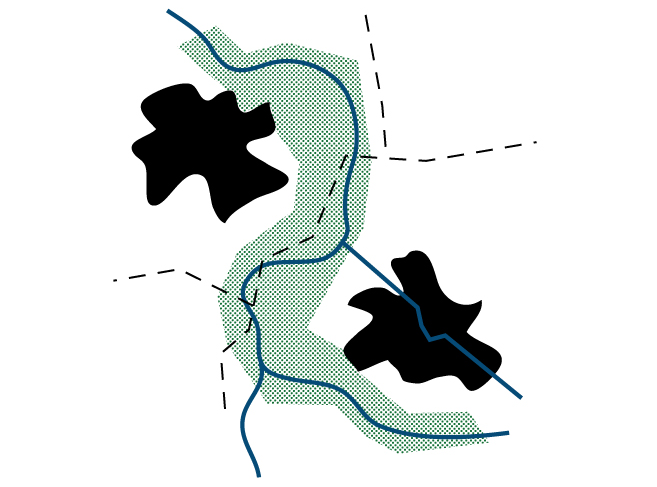 Steden zijn geneigd plannen te maken binnen hun eigen gemeentegrenzen en zoeken voor eventuele uitbreiding hun eigen grens op.