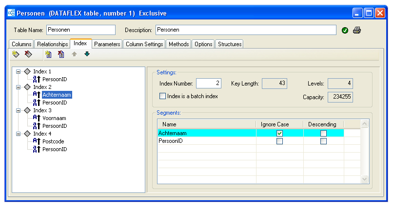 Omdat we alle defaults hebben geaccepteerd, zal de DataBase Builder automatisch gestart worden. En kunnen we beginnen met de tabel Personen te gaan maken.