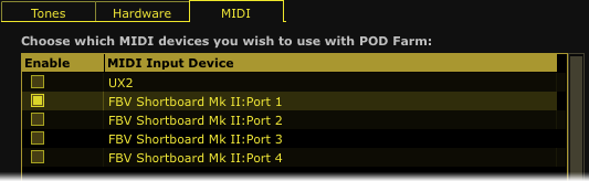 FBV MkII uitgebreide handleiding: Line 6 POD Farm 2 bedienen Pedal Wah - Bedient de position parameter van de Wah modellen in POD Farm 2 Tone Presets.