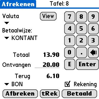 GEBRUIKERSHANDLEIDING HANDTERMINAL 16. Het afrekenen van een tafel Er zijn een aantal manieren om een tafel af te reken.