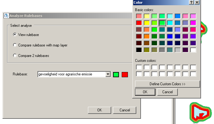 Analyseren van resultaten Oproepen fuzzy objecten en aanpassen visualisatie-kleuren Via zijn er na het maken van de fuzzy objecten mogelijkheden tot analyses.