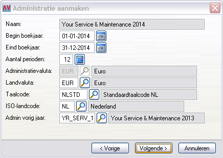 Pagina 13 van 34 6. Voer de gegevens van uw nieuwe administratie 2014 onder Nieuwe administratie in.