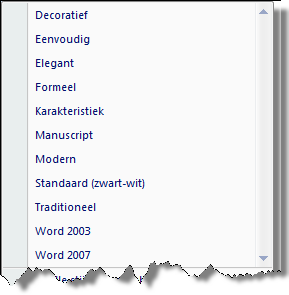 Microsoft Office 2007 - Word - Stijlset Wijzigen Welke stijlen Kleuren, Lettertypes, er elkaar passen is soms moeilijk te bepalen. Er zijn heel wat passende combonaties meegeleverd in Word 2007.