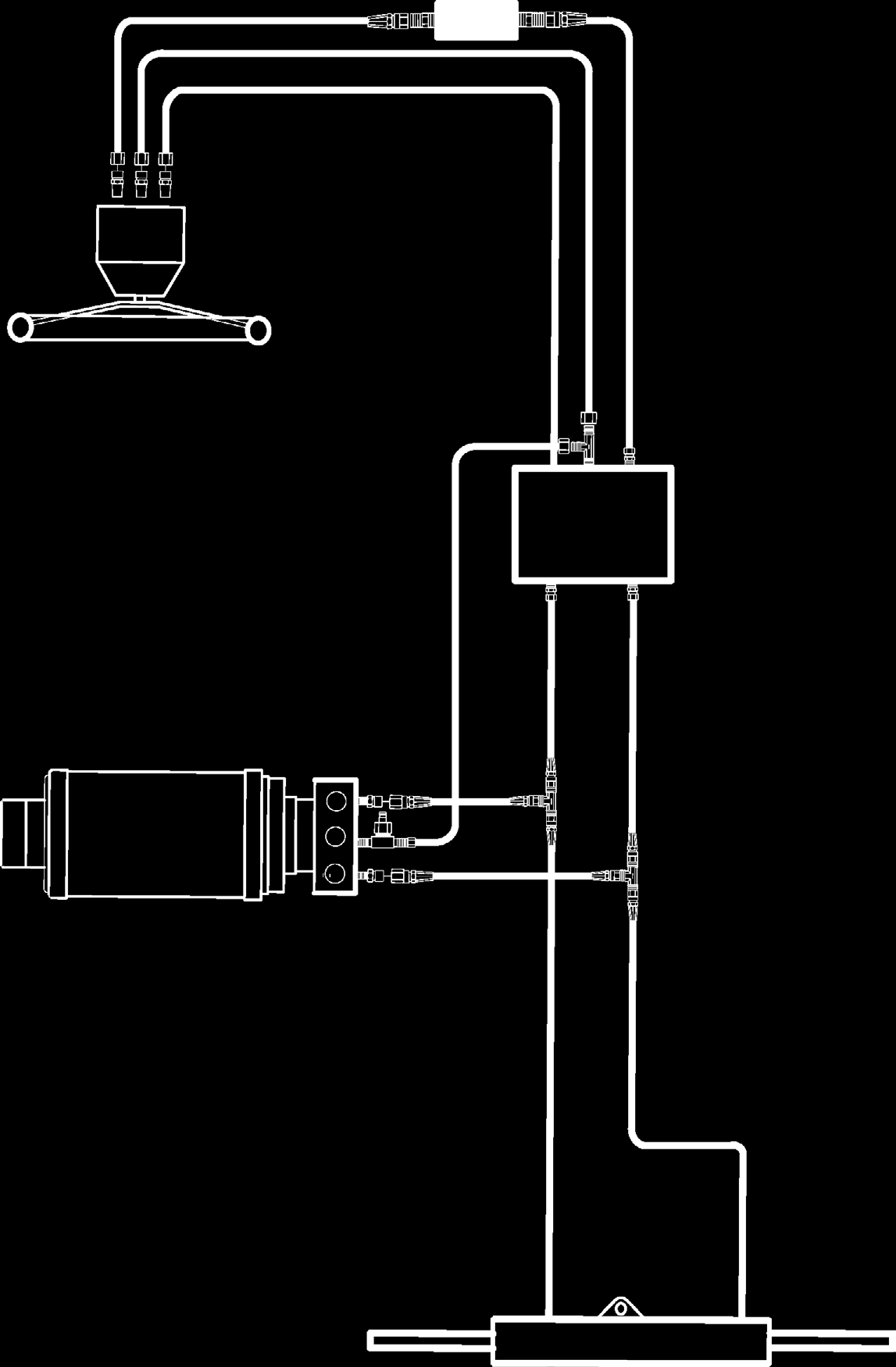 Schema enkel stuurwiel met stuurbekrachtiging Stuurboordleiding Retourleiding Bakboordleiding Shadow Drive Stuur Stuurbekrachtigingsmodule Pomp Stuurcilinders Aandachtspunten bij installatie Een