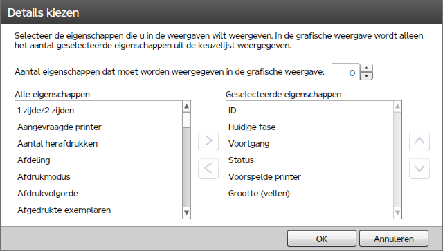 Weergegeven objecteigenschappen wijzigen De weergave [Groepen] is reeds gegroepeerd op printerpool. 2.