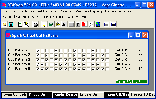 Spark and Fuel Cut Patterns Menu: Essential Map Settings / Spark And Fuel Cut Patterns.