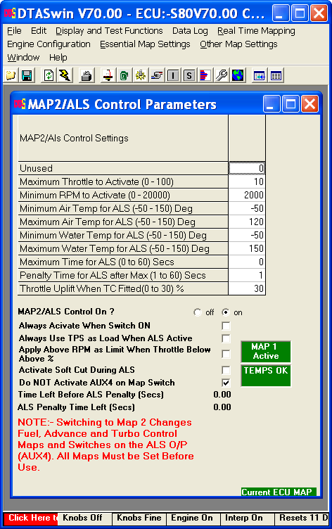 CAM2 Base PWM Map Analoog aan CAM Base PWM Map. ALS Parameter/Map2 Menu: Other Map Settings / ALS Parameter/MAP2 ALS Parameter/MAP2 LET U OP DAT ONDER ALLE OMSTANDIGHEDEN ALLE MAP2 PARAMETERS INKL.