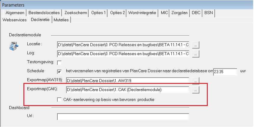 Inrichtingsaspecten Om de CAK-export vanuit de declaratiemodule aan te kunnen maken, dient eerst een aantal zaken te worden ingericht.