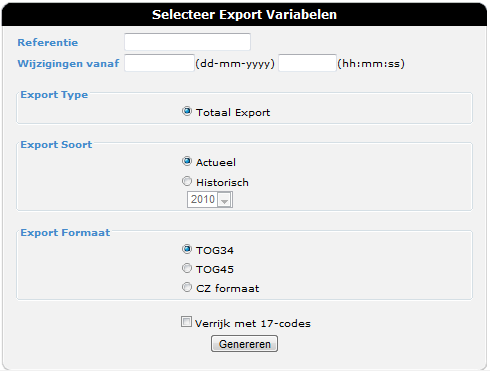 10 Exportbeheer (alleen zorgverzekeraars) In het menu Beheer kunt u de optie Exporteren kiezen om bestaande contractafspraken te exporteren naar een exportbestand in het door uw organisatie gewenste