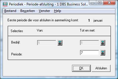 3.4 Afsluiten van meerdere perioden tegelijk In DBS Financieel 12.50 kunt u per bedrijf aangeven of het toegestaan is om meerdere perioden af te sluiten.