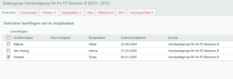 Klik nu onderin het scherm op leerlingen verplaatsen.