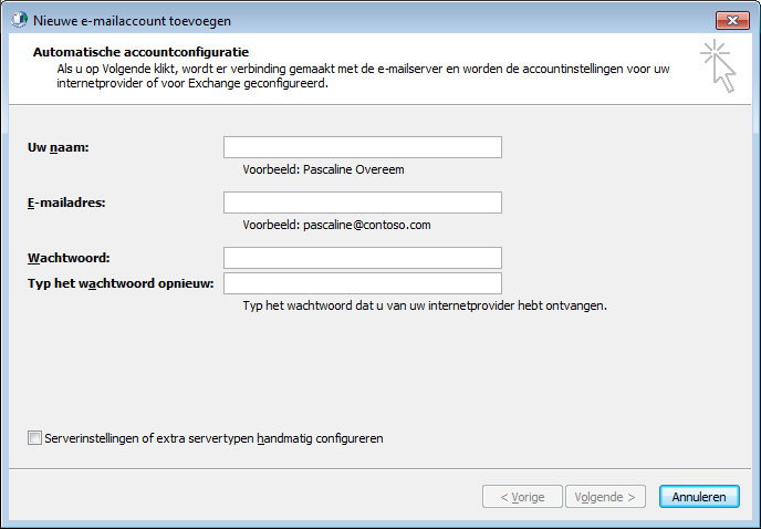 Geef in dit venster een profielnaam op, bijvoorbeeld e-mail algemeen en klik op OK.