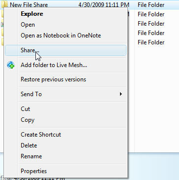 Bestanden van een netwerkmediaserver afspelen Gebruikershandleiding pagina 53 Windows Vista 1. Zoek de map met de te delen bestanden. 2.