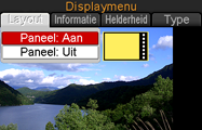 4. Selecteer d.m.v. [ ] en [ ] de gewenste instelling. 5. Pas de instelling toe. Door op [SET] te drukken wordt de geselecteerde instelling toegepast en het menuscherm verlaten.