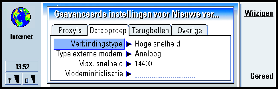 Proxyservernaam: Het IP-adres van de proxyserver of de domeinnaam. Geen proxy voor: Hier geeft u de domeinen op waarvoor geen HTTP-proxy hoeft te worden gebruikt.