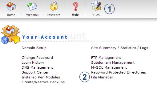 4.2 Toegang tot bestanden op de server Via de DirectAdmin module heb je toegang tot de website bestanden die op de server staan.