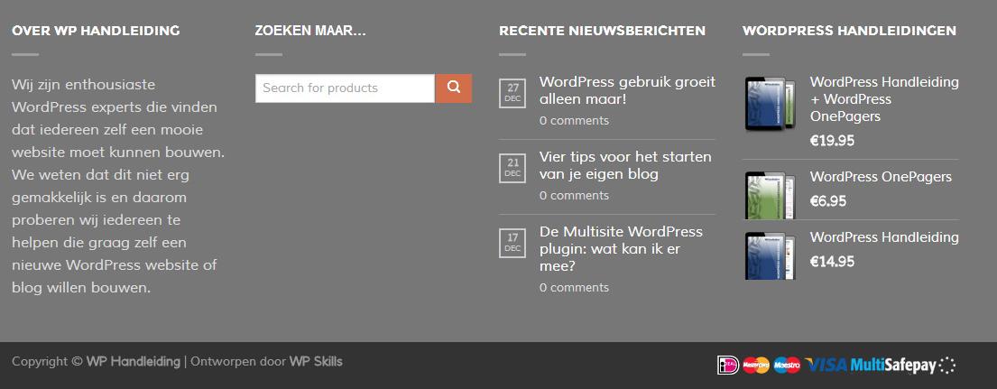 Onderstaande afbeelding (linker widget) geeft weer hoe de widget met standaard tekst eruit ziet op een website (weergave kan er anders uitzien bij andere thema s). 7.3.