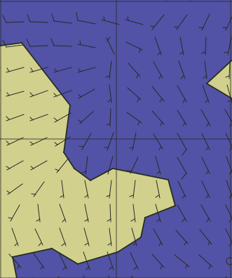 stuk of 15 punten waarvoor de wind wordt voorspeld. Geen lokale effecten van land en water, gewoon een beetje een groffe benadering.