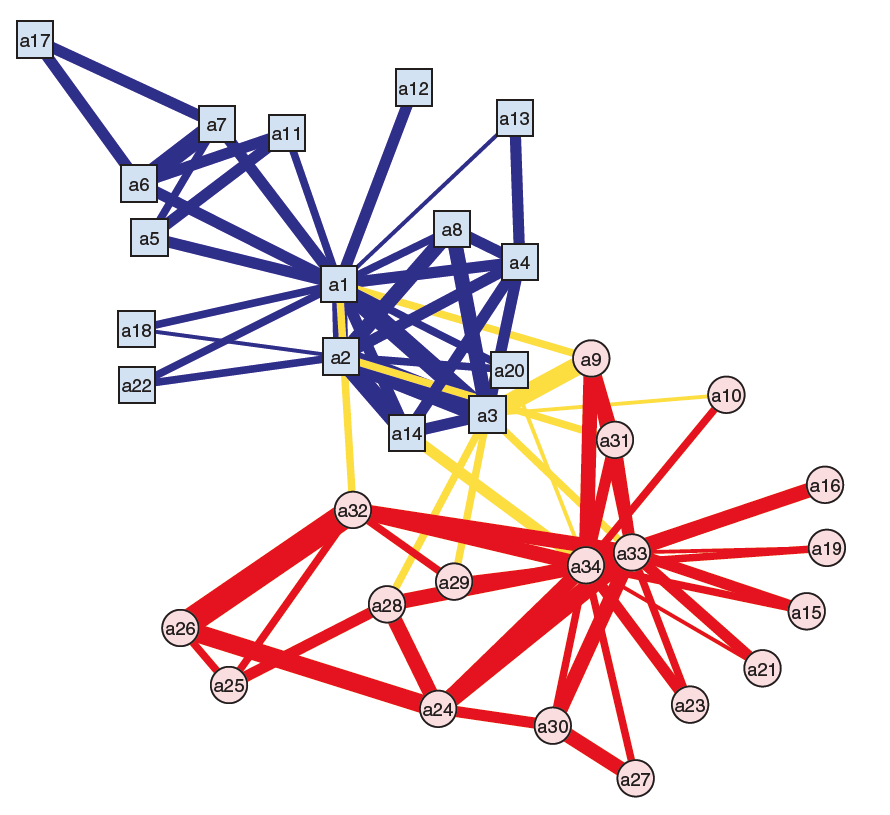 visuele weergave van een sociaal netwerk in de vorm van een graaf.