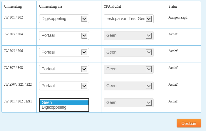 Versturen en ontvangen testberichten Om te testen stuurt u een valide JW 301 bericht via webservice.