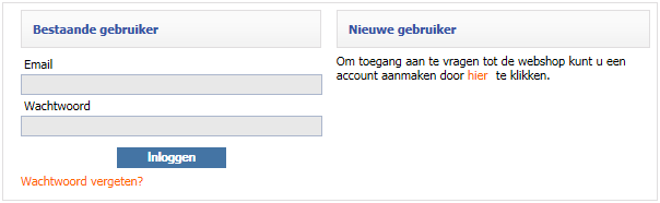 3. Inloggen & Afmelden Dit wordt geactiveerd door op de button Inloggen te clicken (bovenaan het scherm). Om een bestelling te kunnen uitvoeren moet u over een account beschikken.