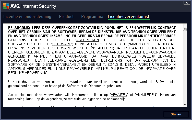 5.1.4. Opties De onderhoudsfuncties voor AVG Internet Security 2013 zijn toegankelijk via het menu Opties.