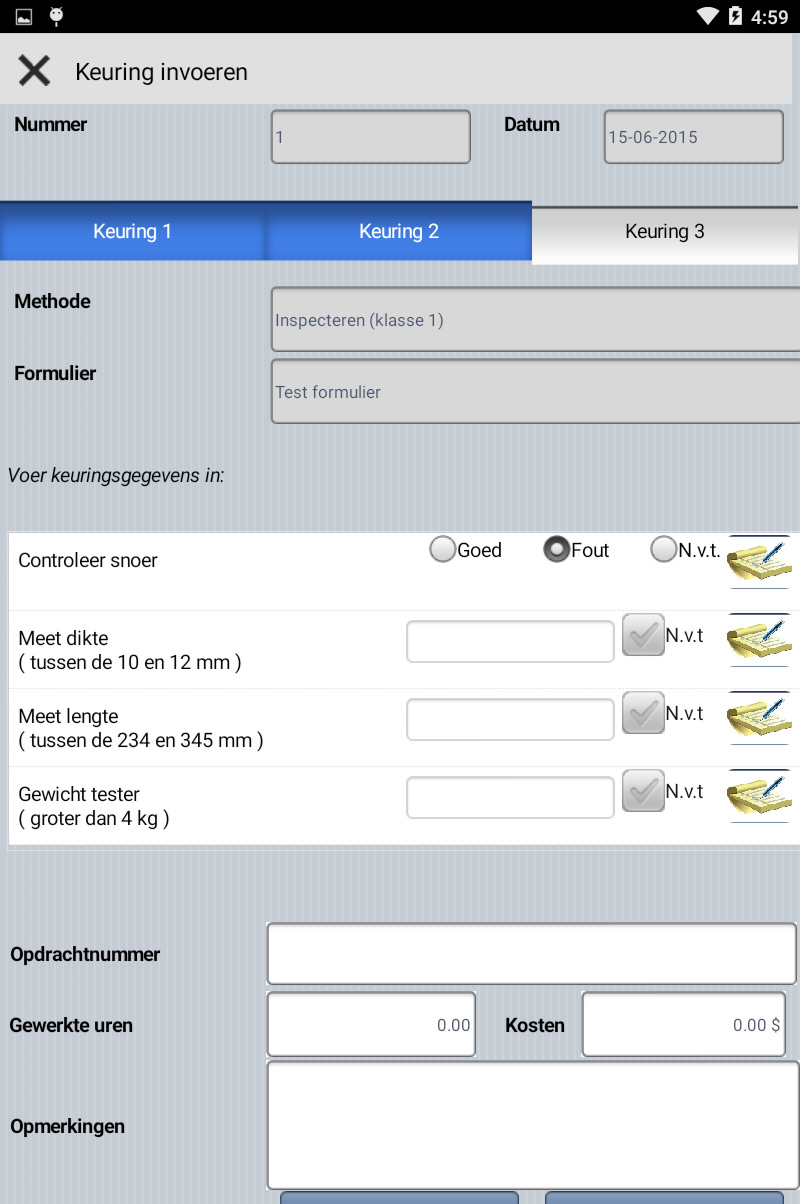 De getoonde velden kunnen variëren afhankelijk van de voorkeur settings. 3.