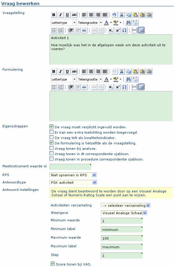 Na het aanklikken van de + kunt u aan de rechterkant van het scherm onder andere een naam geven aan de PSK lijst.