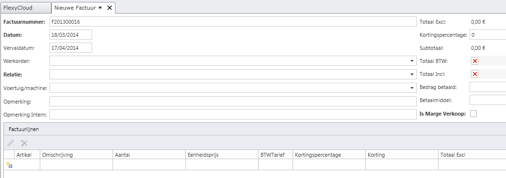 In elke hoofding komen dezelfde velden terug zoals in een werkorder. Velden in het vet gedrukt, zijn verplichte velden. Indien je deze niet invult, zal het niet lukken om het document te bewaren.