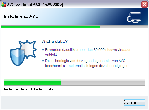 5.10. AVG installeren In het dialoogvenster AVG installeren wordt de voortgang van de installatieprocedure weergegeven, u