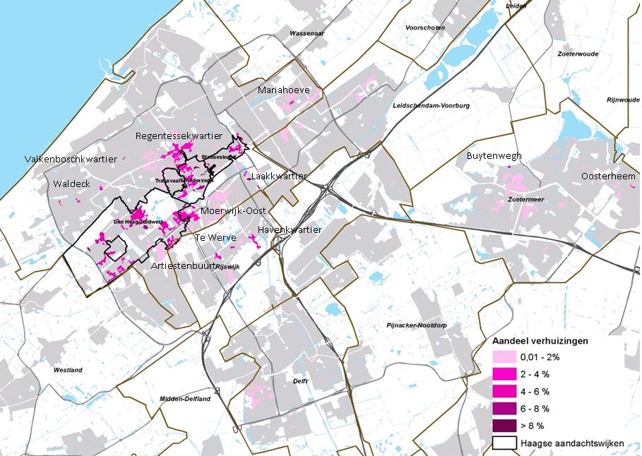 Waterbedeffect Aandachtswijken Den Haag Er is goed te zien dat de meeste huishoudens met een laag inkomen binnen de aandachtswijken blijven wonen.