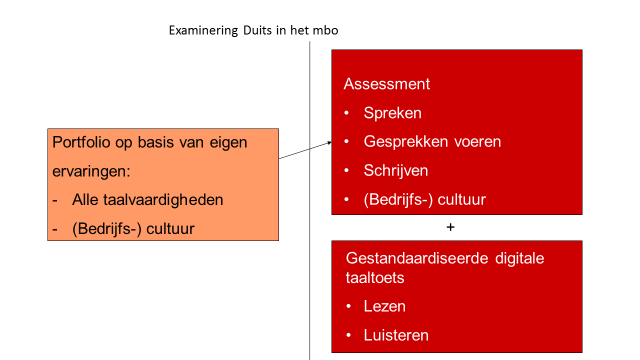 Een assessment voor de vaardigheden Spreken, Gesprekken voeren en Schrijven, gebaseerd op de inhouden uit het portfolio Dit onderdeel biedt een hoge validiteit omdat het is gebaseerd op eigen