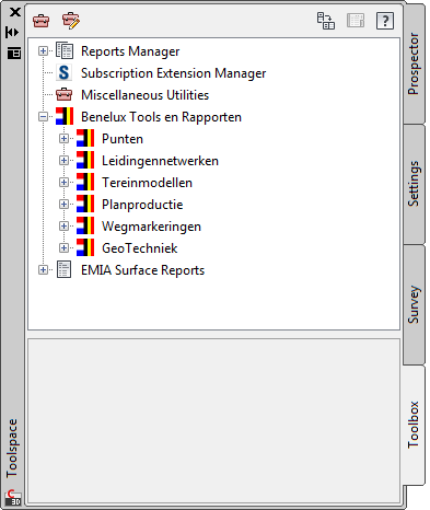 Opstarten van de tool. De GEF Analyser kan worden gestart vanuit de toolbox. Na installatie van de GEF Analyser, is de toolbox uitgebreid met een nieuw gedeelte.