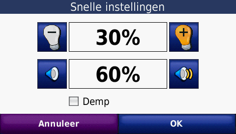 Snelinstellingen 660 Inschakelen: