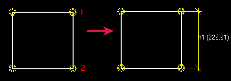 Een horizontale afstand toevoegen aan een schets U kunt een horizontale maatlijn toevoegen aan een geschetst profiel, tussen twee punten die u aanwijst.