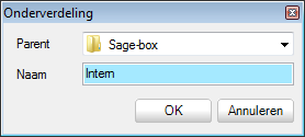 Deel 7 -Gebruik van de Sage-box Folders toevoegen in de boomstructuur Het is eveneens mogelijk om folders toe te voegen in de boomstructuur van de Sage-box. Dit gebeurt als volgt: 1.