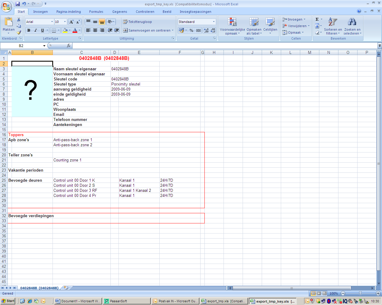 Voorbeeld van een Excel lijst van een