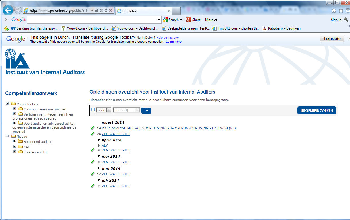 Na instituutaccreditatie kan de opleider een aanvraag indienen om een opleidingsactiviteit op de activiteiten agenda van IIA te plaatsen. Kies hiervoor de button Cursusbeheer. NB.