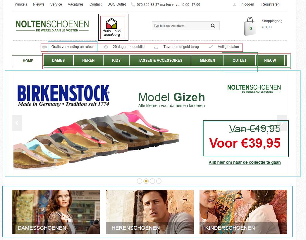 De omcirkelde aanbieding moet groen zijn, komt na het