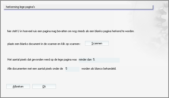 Herkenning lege pagina s H u l p m i d d e l e n Ins t e l l i n g e n S c a n n e r H e r k e n n i n g l e g e p a g i n a s Bij dubbelzijdig scannen zal edocs blanco pagina s uitfilteren.