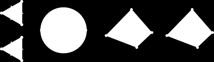 1.2 Topologie en oppervlakken vaak practischer. Figuur 1.12: Links: de bouwplaat voor de gewone bol uit twee stukken. Rechts: Een driedimensionale bouwplaat voor de 3-bol.