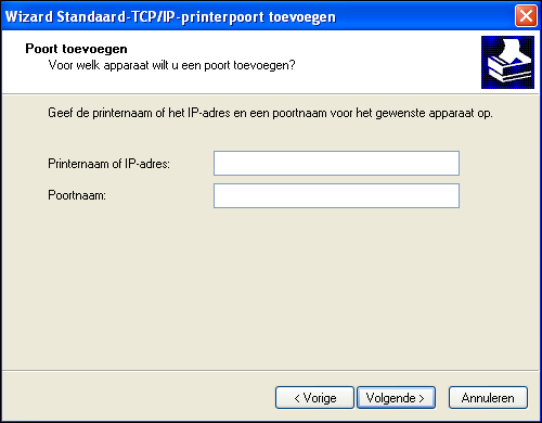 WELKOM 10 7 Typ het IP-adres of de DNS-naam van de EX700i en klik op Volgende. 8 Zorg dat de generieke netwerkkaart als standaard is geselecteerd voor het apparaattype en klik op Volgende.