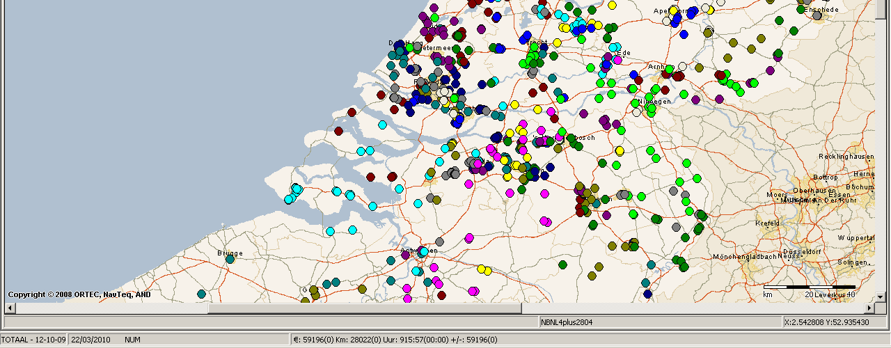 FREIGHTFACTORY Bijlage A: Screenshot ritplanningspakket: kaart met orders en ritten