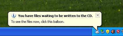 Klik op de ballon om de bestanden die zijn voorbereid om op uw schijf worden geschreven. U kunt toevoegen of verwijderen van bestanden naar dit venster.