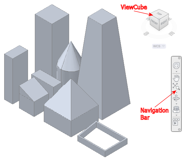 3D Navigatiegereedschappen AutoCAD biedt je twee extra gereedschappen die je helpen om door 3D tekeningen te navigeren: de ViewCube en het SteeringWheel (dat je op de Navigation Bar vindt).