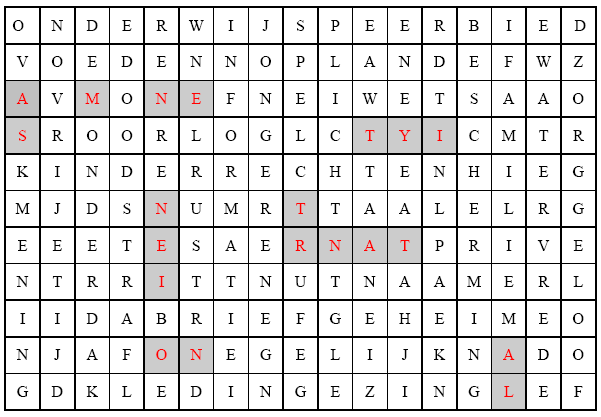 Oplossing woordzoeker Oplossing: Amnesty