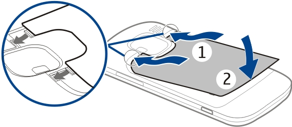 Plaats de SIM-kaart met het contactoppervlak naar beneden gericht en draai de houder dicht. Verschuif en vergrendel de kaarthouder.