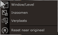 active display Terug naar originele beeld zoom Window/level Pan/verplaats Region zoom Position